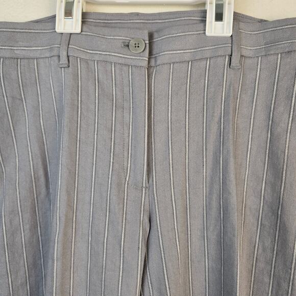 J Jill Linen Stretch Crop Pants Women's 10P Grey Multi Stripe Coastal Career NEW - Picture 3 of 10